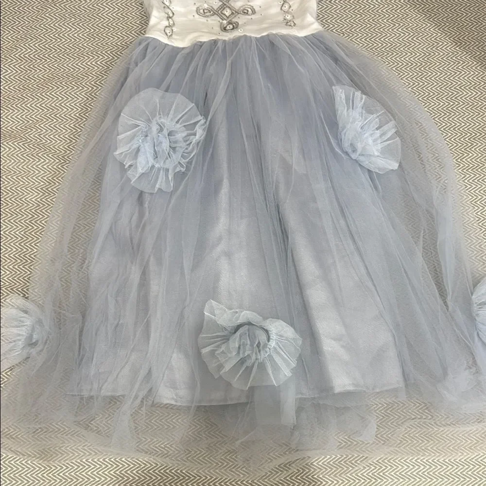 Pottery Barn Kids White and Blue Dance Costume Size 7-8